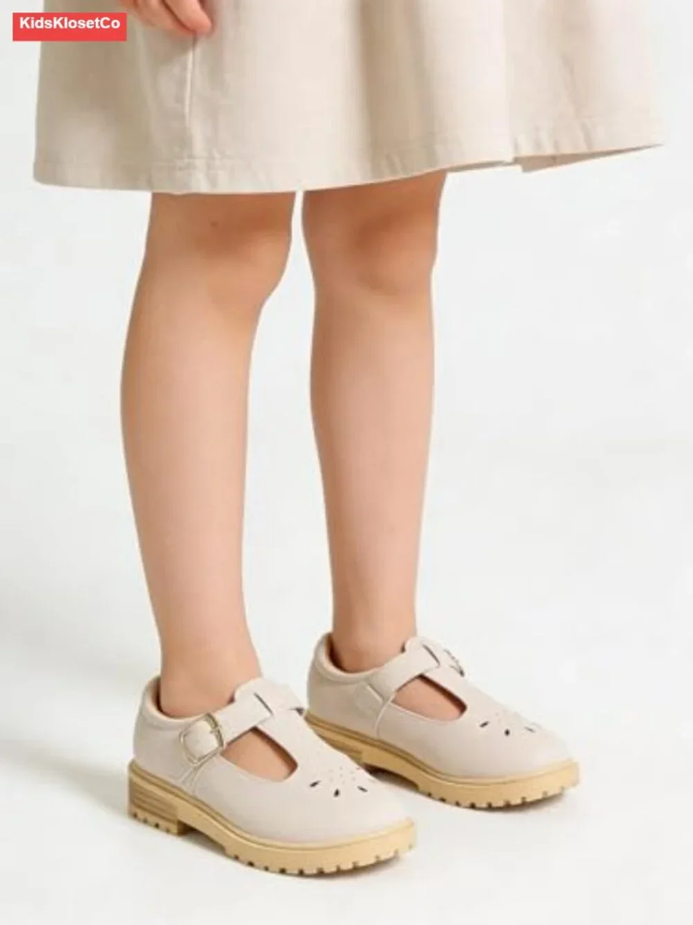 Girls Mary Jane Loafers T-Strap Flats Faux Leather Chunky Platform School